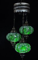Turkse hanglamp met 3 glazen bollen Oosterse plafondlamp groene mozaïek