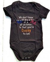 Zwangerschap Aankondiging romper zwart We don't know if it's a He or a She. All we know is that you're Daddy to be!
