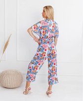 Just me jumpsuit bloemenprint blauw met koord one size