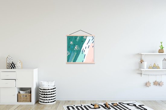 Porte-affiche avec affiche - Affiche scolaire - Été - Abstrait - Blauw - 40x40 cm - Lattes vierges