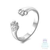 Ring - Poes - Knuffelring - Huisdier – Pootjes - Omhelzing - Zilverkleur - Verstelbaar - Sieraad - Poes - Kat - Huisdier