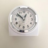 Analoge wekker - Analoge klok - Staande klokken - Stil uurwerk - Met verlichting - Zonder tikgeluid - Verlichte wijzers -  Wit - PT102