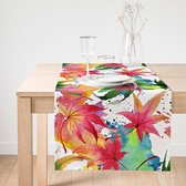De Groen Home Bedrukt Velvet textiel Tafelloper - Waterverf Bladeren- Runner 45x135