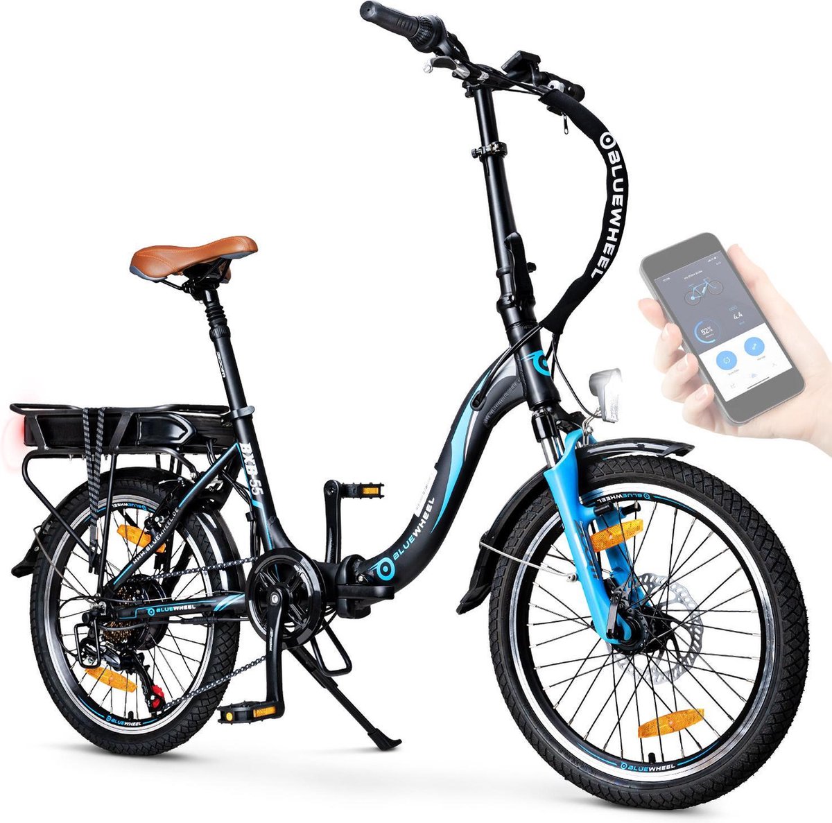 Bluewheel BXB55 e-bike elektrische fiets vouwfiets 7 Shimano versnellingen citybike zwart