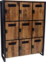 Buffetkast Valerie met 9 deuren 120x40x160 cm mangohout en metaal