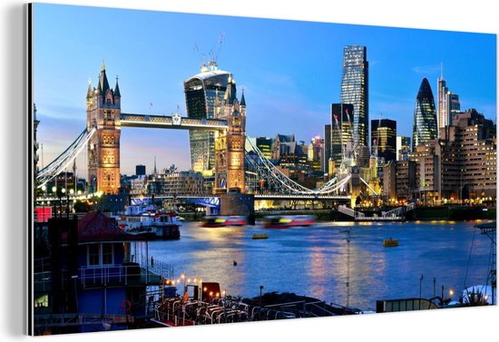 Wanddecoratie Metaal - Aluminium Schilderij Industrieel - Tower Bridge - Londen - Engeland - 160x80 cm - Dibond - Foto op aluminium - Industriële muurdecoratie - Voor de woonkamer/slaapkamer