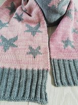 sjaal met sterren grijs roze
