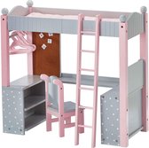 Teamson Kids Stapelbed en Bureau Voor 18" Poppen - Accessoires Voor Poppen - Kinderspeelgoed - Grijs/Roze