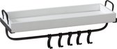 J-Line Kapstok+Plank Hout Wit/Metaal Zwart