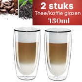 6x Dubbelwandige Koffieglazen 450 ml - Glazen Cappuccino Kop - Latte Glas -  Dubbelwandig Theeglas  - Thee - Koffie