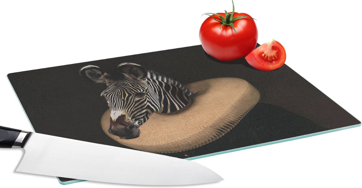 Glazen Snijplank - 28x20 - Zebra - Schilderij - Oude meesters - Snijplanken Glas
