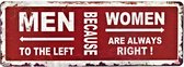 2D metalen wandbord "Men to the left" 13x36cm