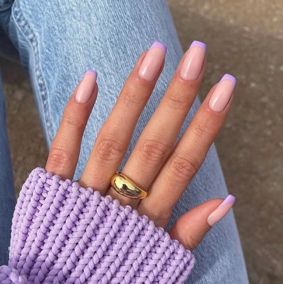 Faux ongles - Ongles collants - French tip - Lilas | bol.com