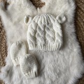 Babymuts met handschoenen - Pasgeboren Baby muts - Gebreid