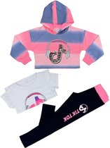 3-delig tie dye tik tok kleding set-pakje-meisjes-tik tok trui+tik tok legging+tik tok t-shirt- maat 104