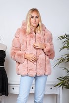 Fluffy Dames Jas met Capuchon - Dames Imitatie Bontjas - Mooie Fluffy Dames Jas