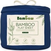 Bamboe Laken | 180cm x 290 | Blauw Marine | Bovenlaken 1-Persoons | Ultrazacht plat laken | Luxe Bamboe Beddengoed | Hypoallergeen lakens | Puur Bamboe Viscose Rayon | Ultra-ademen