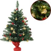 ChristmasGoodz - Sapin de Noël artificiel - Sapin de Noël artificiel avec éclairage - 15 Led - Boules de Noël - 60 cm - Sapin de Noël avec décoration