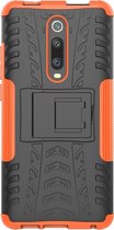 Xiaomi Mi 9T Hoesje - Mobigear - Tire Serie - Hard Kunststof Backcover - Zwart / Oranje - Hoesje Geschikt Voor Xiaomi Mi 9T