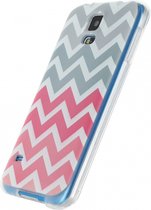 Samsung Galaxy S5 Hoesje - Xccess - Serie - TPU Backcover - Wave Pink / Gray - Hoesje Geschikt Voor Samsung Galaxy S5