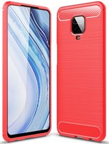 Xiaomi Redmi Note 9S Hoesje - Mobigear - Brushed Slim Serie - TPU Backcover - Rood - Hoesje Geschikt Voor Xiaomi Redmi Note 9S