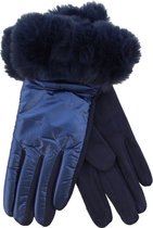 Handschoenen Metallic - Imitatiebont - Dames - One Size - Touchscreen Tip - Blauw