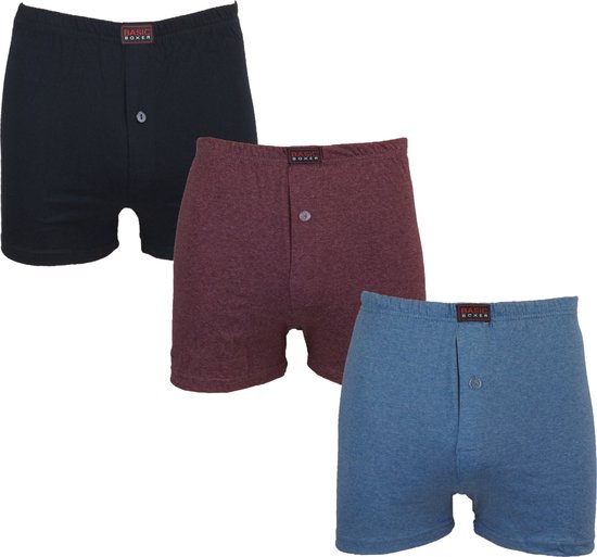 Basic 3-Pack wijde Heren boxershorts gekleurd