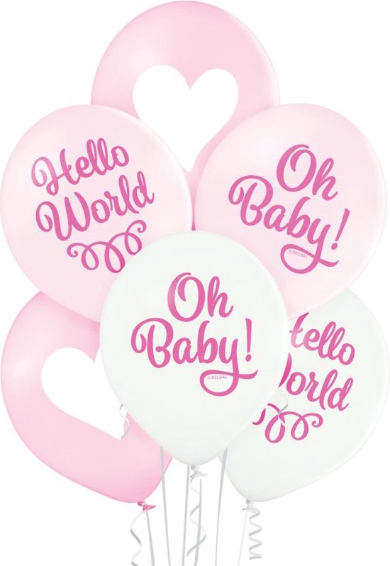 6 ballons roses "Oh Bébé" ø30cm