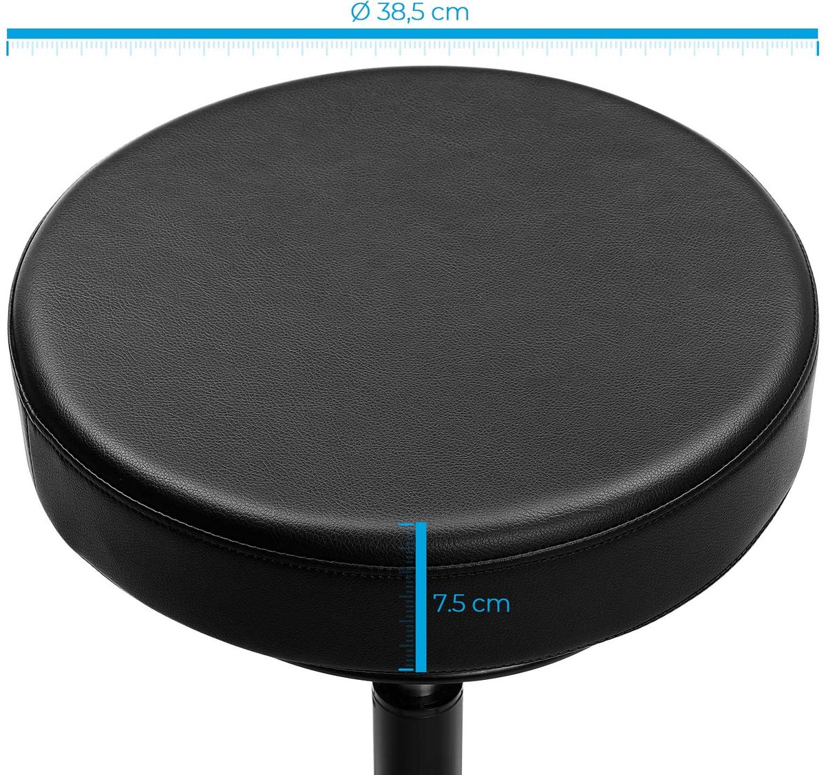 WKWKER Ergonomische Rolkruk Met Dik Kussen PU Leer In Hoogte Verstelbare Draaibare Kruk Voor Werk SPA Salon Tattoo Met Rug (Zwart
