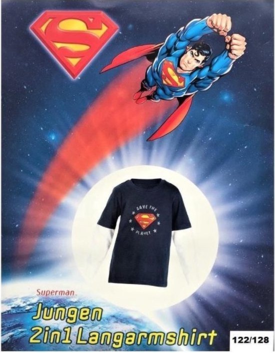 Superman shirt lange mouw - kinderen - maat 122/128