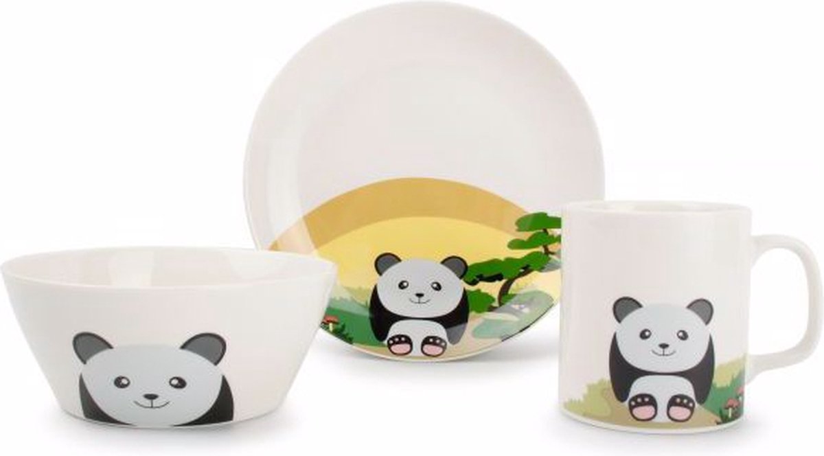 Assiette enfant Panda blanc et noir en Céramique