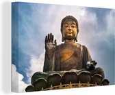 Statue de Bouddha en plein air Toile 180x120 cm - Tirage photo sur toile (Décoration murale salon / chambre) XXL / Groot format!