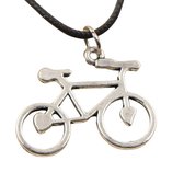 Halsketting-  fiets- Zwart -koord- 45 cm- metaal-Dames- Heren