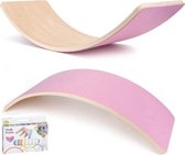 Verfez© balance board XL blank gelakt met roze vilt | 2021 Model | Beukenhout | Duurzaam | Kinderen speelgoed | Baby | Kinderbord | Balansspeelgoed | Evenwicht | Yoga board voor volwassenen |alternatief wobbel |