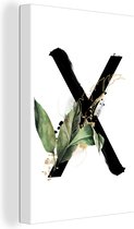 Canvas Schilderij Bladeren - Alfabet - Letter X - 20x30 cm - Wanddecoratie