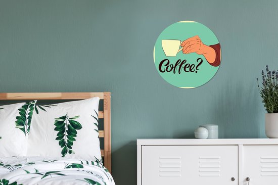 Sticker papier peint cercle mural turquoise vintage Café - ⌀ 30 cm - peinture ronde - cercle de papier peint - cercle mural - cercle vivant - autocollant et découpe ronde