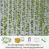 12x Klimop slingers met LED lichtjes van 20m en afstandsbediening (batterij-versie) - plantenslinger met LED lichtgordijn - Sfeerverlichting - Kunstplant Fairy lights - Kerstverlichting