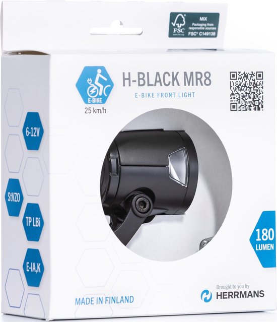 Herrmans Voorlicht H-black Mr8 Dynamo Led 180 Lumen Zwart — afbeelding 5