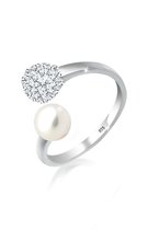 Elli Ring dames parel statement edelsteen met zoetwaterparel en kristallen in 925 sterling zilver