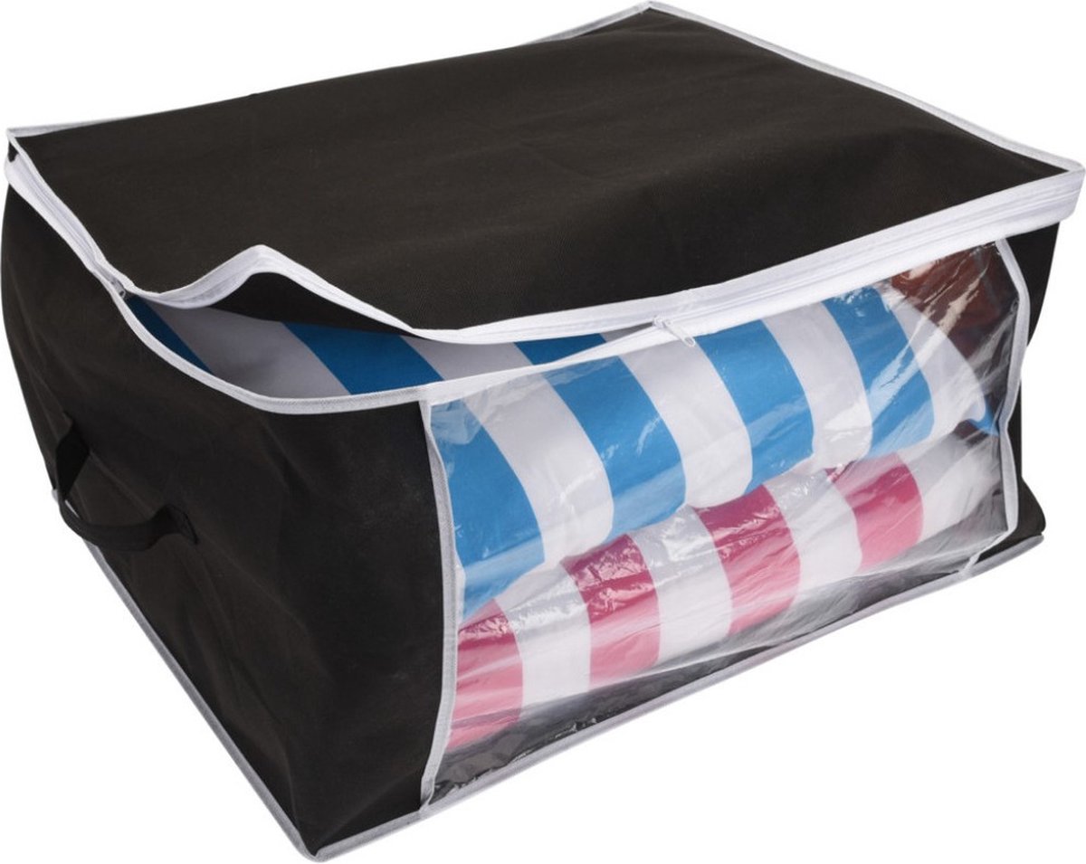 Storage Solutions Dekbed/kussen opberghoes zwart met venster 60 x 45 x 30 cm - Dekentassen - Kussentassen