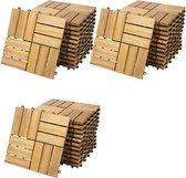 MuCasa® Houttegel 3m² - 33 vlondertegels van acaciahout - Makkelijk te plaatsen met kliksysteem - 30x30cm per tegel - Terrastegel