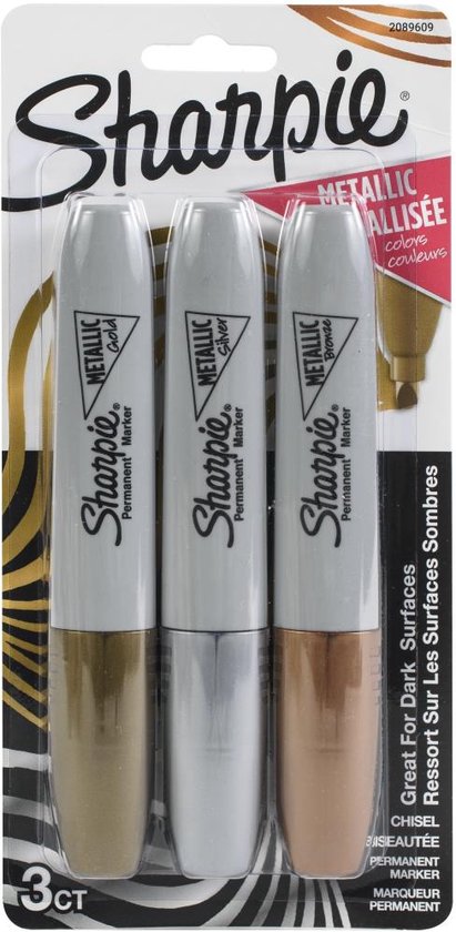 Sharpie - Metallic Permanent Markers - Goud, Zilver & Brons - per 3 verpakt