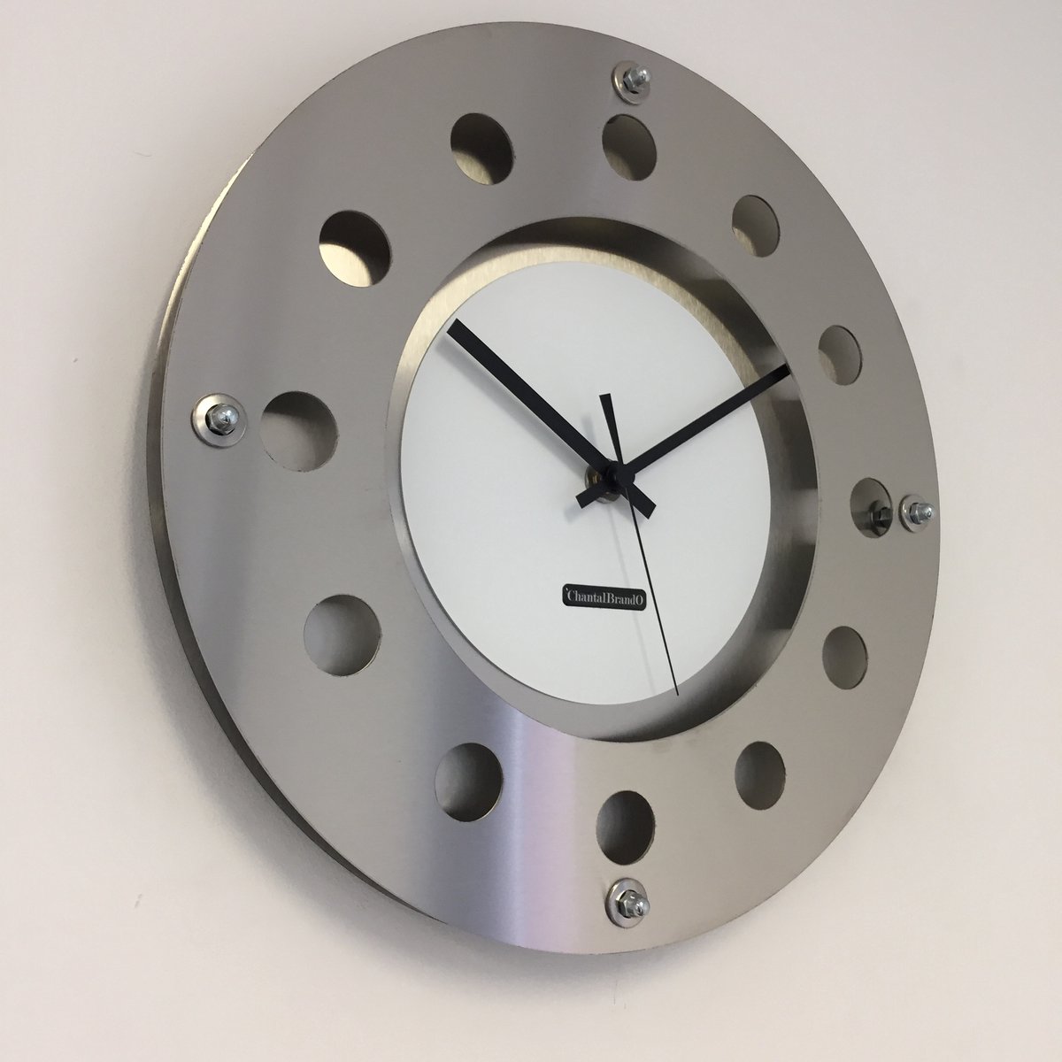 WANDKLOK MECANICA SMALL INNER CIRCLE WHITE BLACK BLACK MODERN DUTCH DESIGN HANDGEMAAKT 40 cm