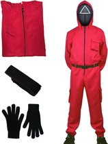 SQUIDGAME - KOSTUUM - MASKER SYMBOOL ROND- VOLLEDIG KOSTUUM SQUIDGAME- NETFLIX - TREND - HALLOWEEN - CARNAVAL - INCLUSIEF MASKER