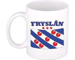 Koffiemok / drinkbeker met Friese vlag - Friesland - wit - 300 ml - keramiek