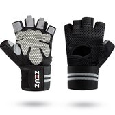 ZEUZ Sport & Fitness Handschoenen Heren & Dames – Geschikt voor Krachttraining & CrossFit – Grijs & Zwart – Maat S