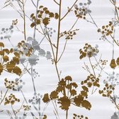 Raved Raamfolie/Plakfolie - Decoratiefolie - Wilde Bloem Print Wit/Goud - 2 m x 45 cm