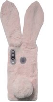 ADEL Siliconen Back Cover Softcase Hoesje Geschikt voor Samsung Galaxy M30 - Roze Konijn Pluche Stof