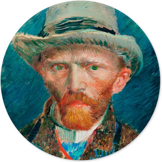 Muurcirkel zelfportret Vincent van Gogh - rond schilderij - wandcirkel