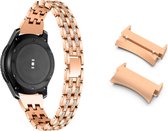 Smartwatch bandje - Geschikt voor Samsung Galaxy Watch 5 (incl. Pro) en Galaxy Watch 4 - Horlogebandje - RVS metaal - Fungus - Diamant - Rosegoud